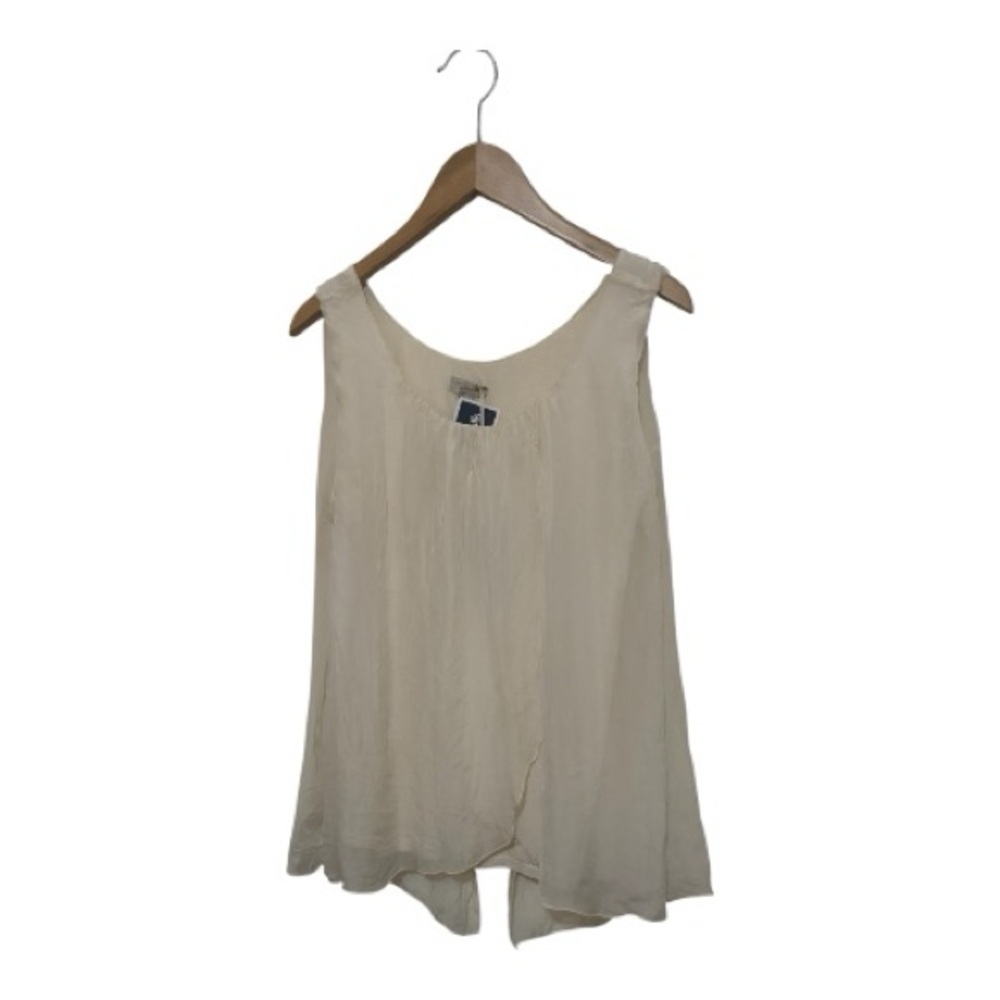Bellambra Sleeveless Flowy Scoop Neck Silk Blouse Women's Size S Cream